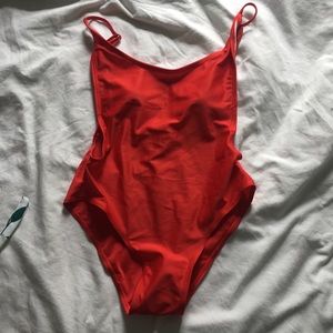 Low back red one piece